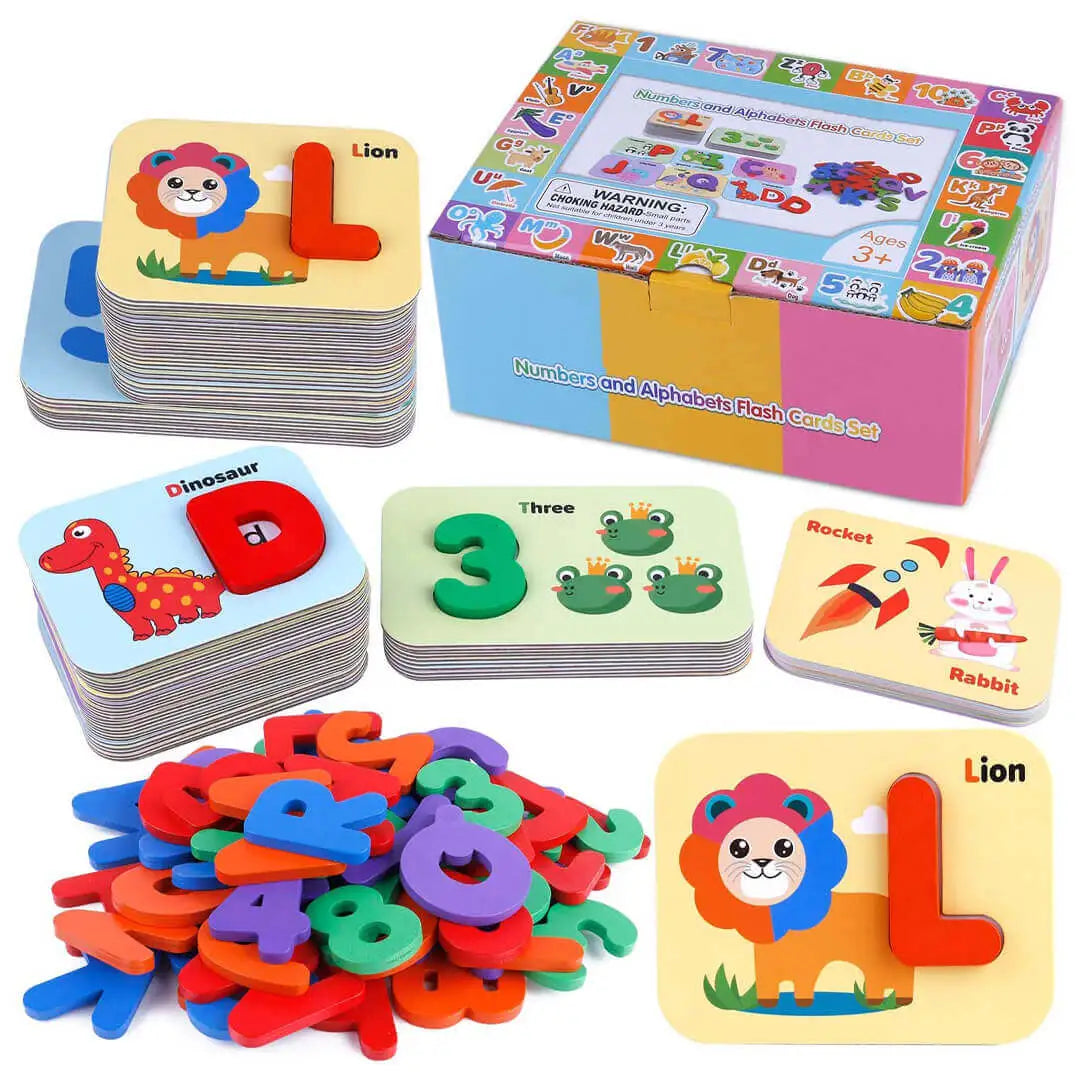 Cartes Flash en Bois Alphabets et Chiffres