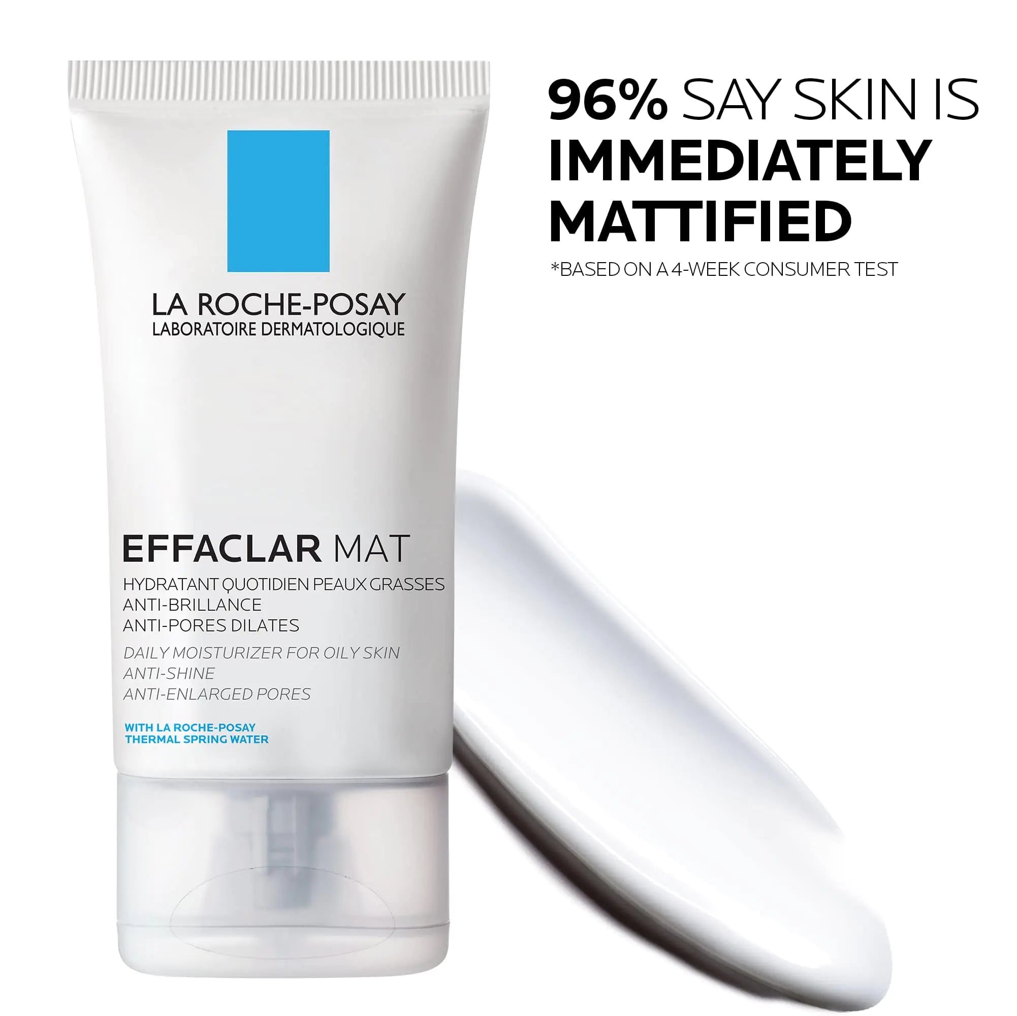 La Roche-Posay Effaclar Mat | Hidratante diario para pieles grasas | Reduce visiblemente la apariencia de los poros | Hidratante matificante sin aceite | Suaviza la textura de la piel | No comedogénico y probado por dermatólogos