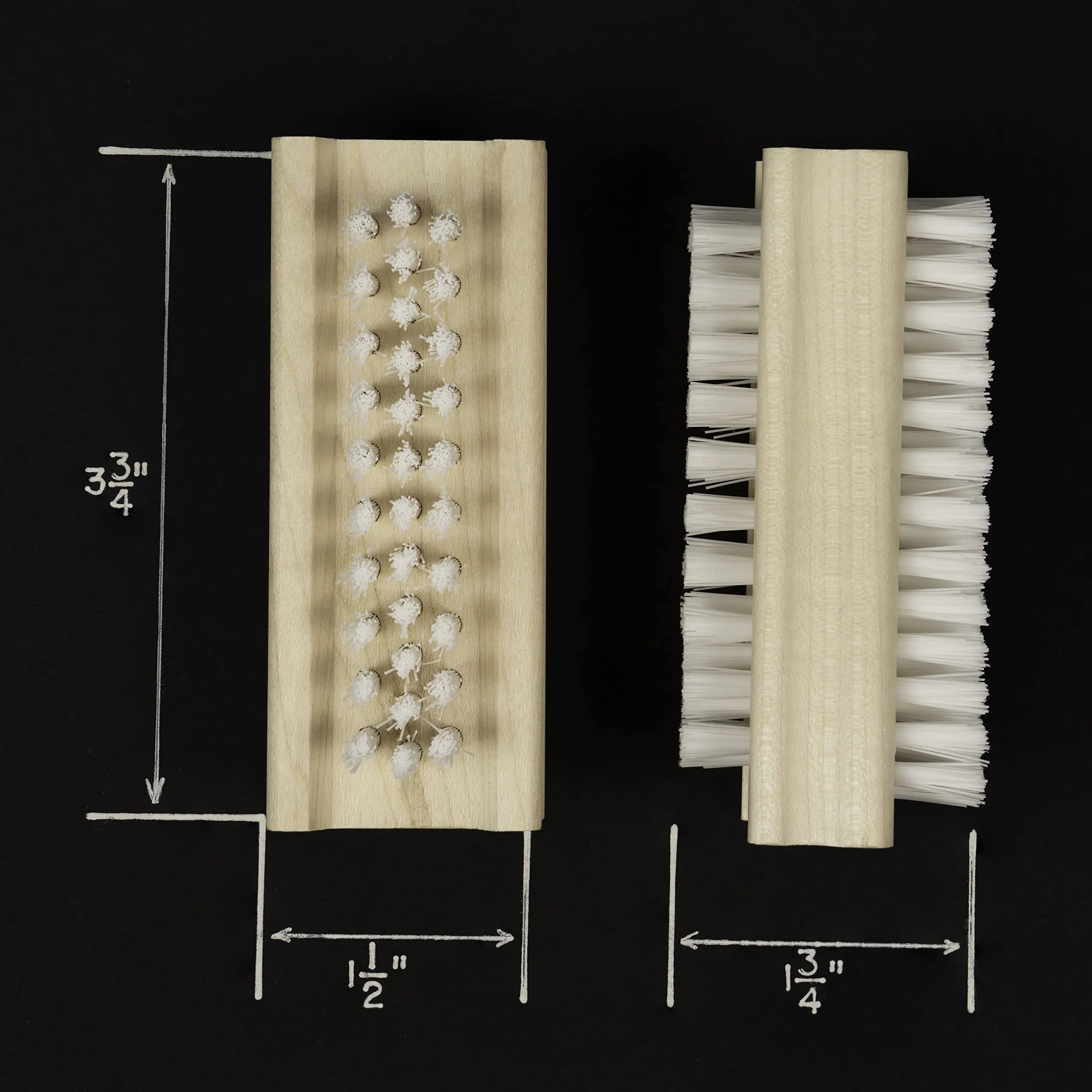 Konex Brosse à ongles et à main double face en bois antidérapante - Brosses à ongles à poils durs pour le nettoyage sous les ongles - Brosse à ongles robuste pour manucure et utilisation automobile - Lot de 2 Lot de 2 2.0