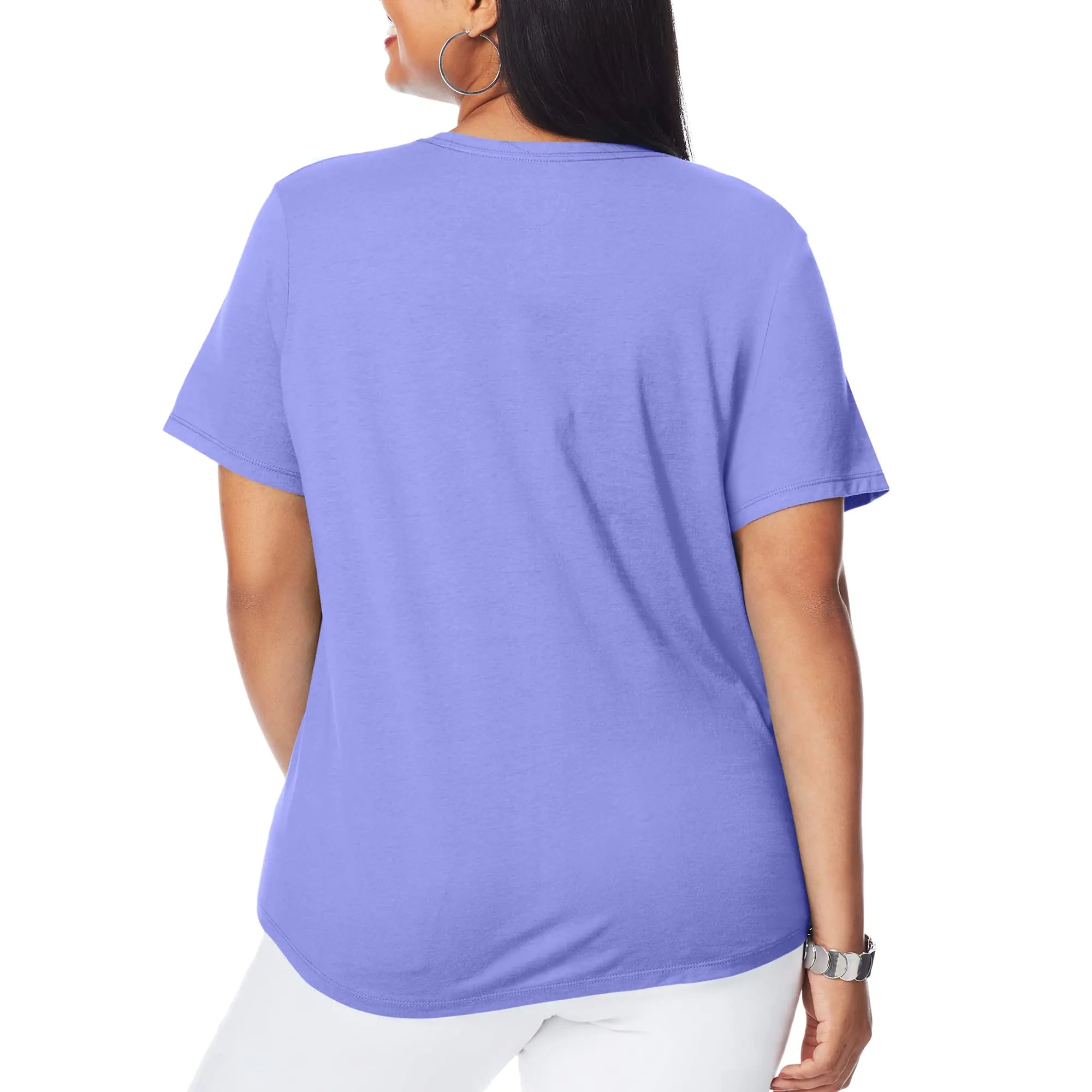 T-shirt à manches courtes et col en V pour femme Just My Size, grande taille, violet pétale 2X