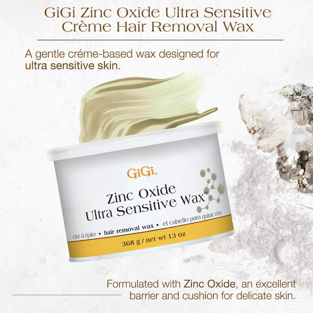 GiGi Zinc Oxide Ultra Sensitive Hair Removal Wax, Gentle and on Extra-Delicate Skin, 13 oz., 1-pc 13 Ounce (Pack of 1)