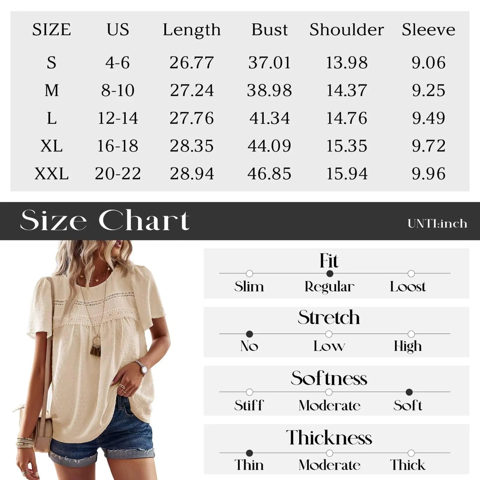 Womens Summer Tops Crewneck Short Sleeve Shirts Casual Chiffon Blouses Flowy Lace Hem Boho Clothing Trendy 2024 XX-Large Apricot