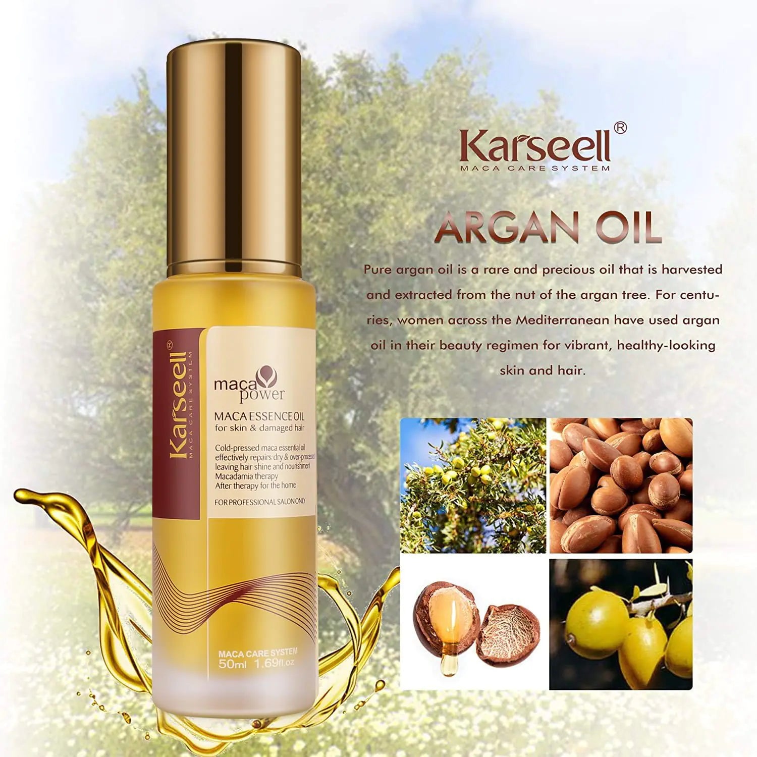 Karseell Moroccan Argan Oil for Hair Healing Cold Pressed Weightless Argan Oil Hair Serum for Dry Damaged Hair 50ml Vivareflex Online