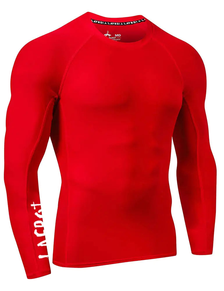 Camiseta interior térmica de compresión de manga larga LAFROI para hombre con protección solar UPF 50+, ajuste de alto rendimiento, CLYYB XX-Large, asimétrica, roja 