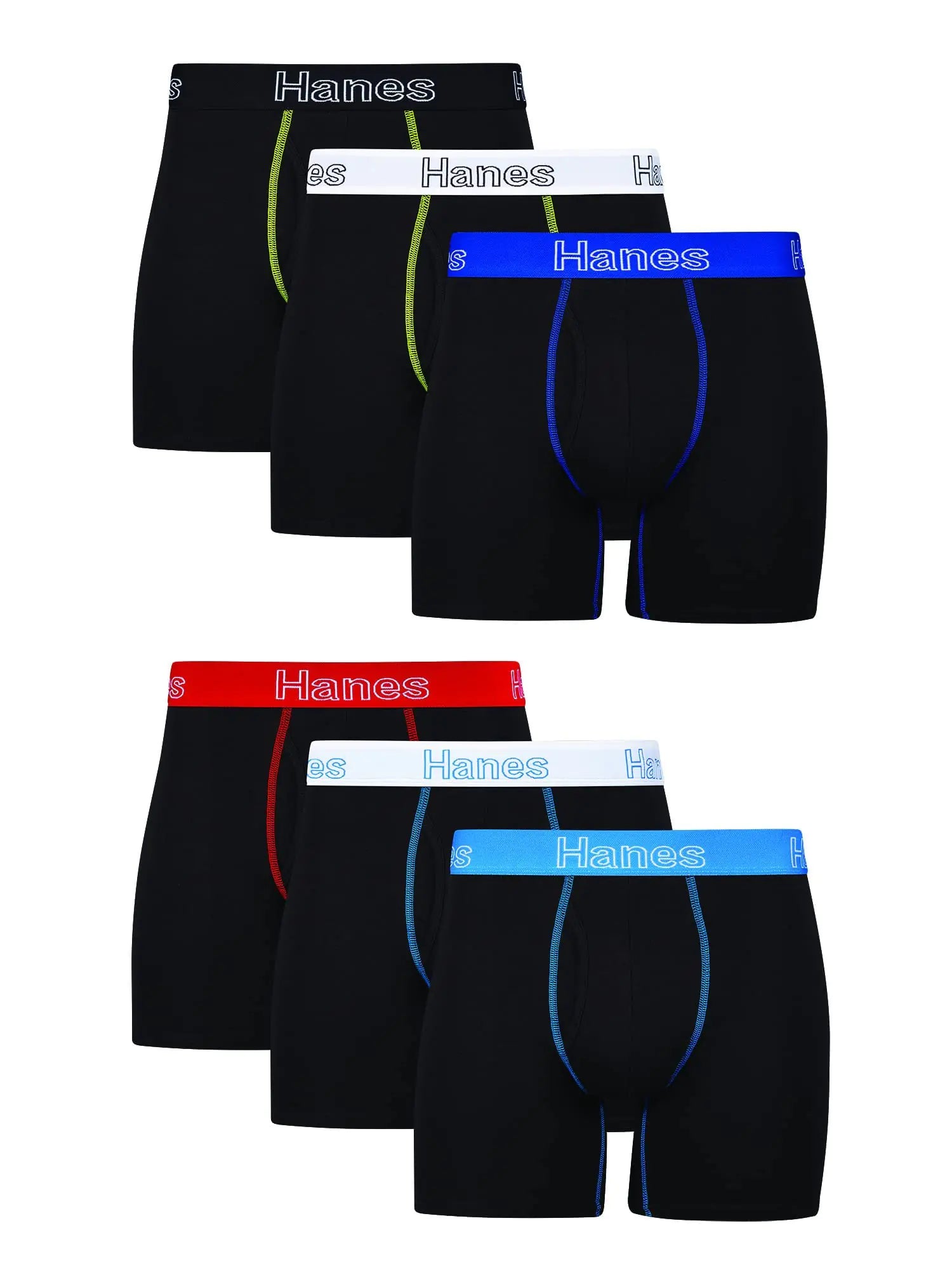 Hanes Men's Underwear Boxer Briefs, Cotton Stretch Moisture-Wicking Underwear, Multi-pack 3X-Large Black - 6 Pack - Vivareflex Online