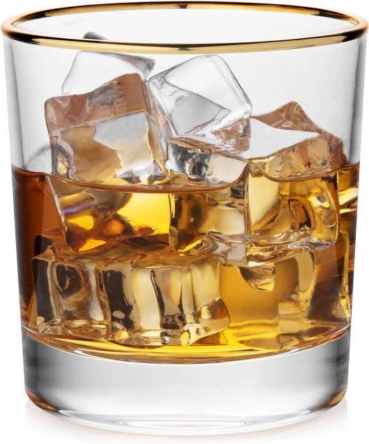 Gold-Rimmed Whiskey Tumblers Set Of 4 - Vivareflex Online