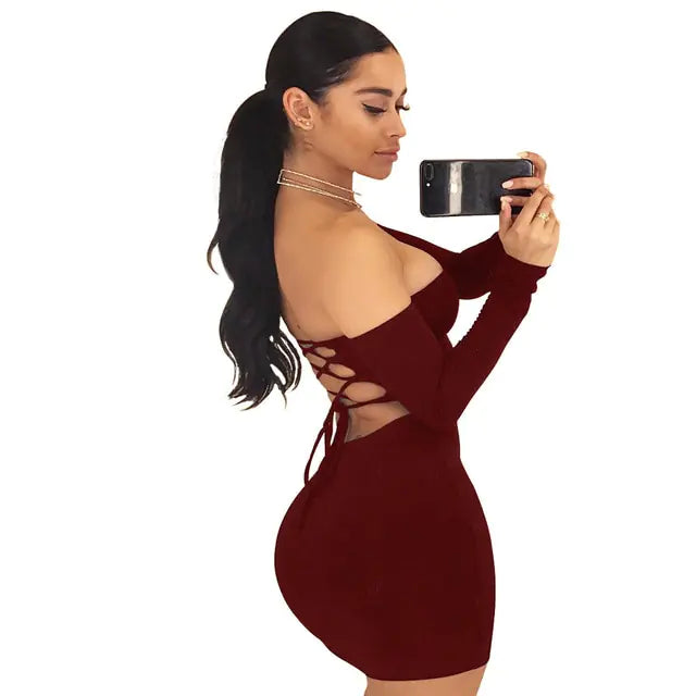 Strapless large women long sleeve backless night club dress women Vivareflex Online