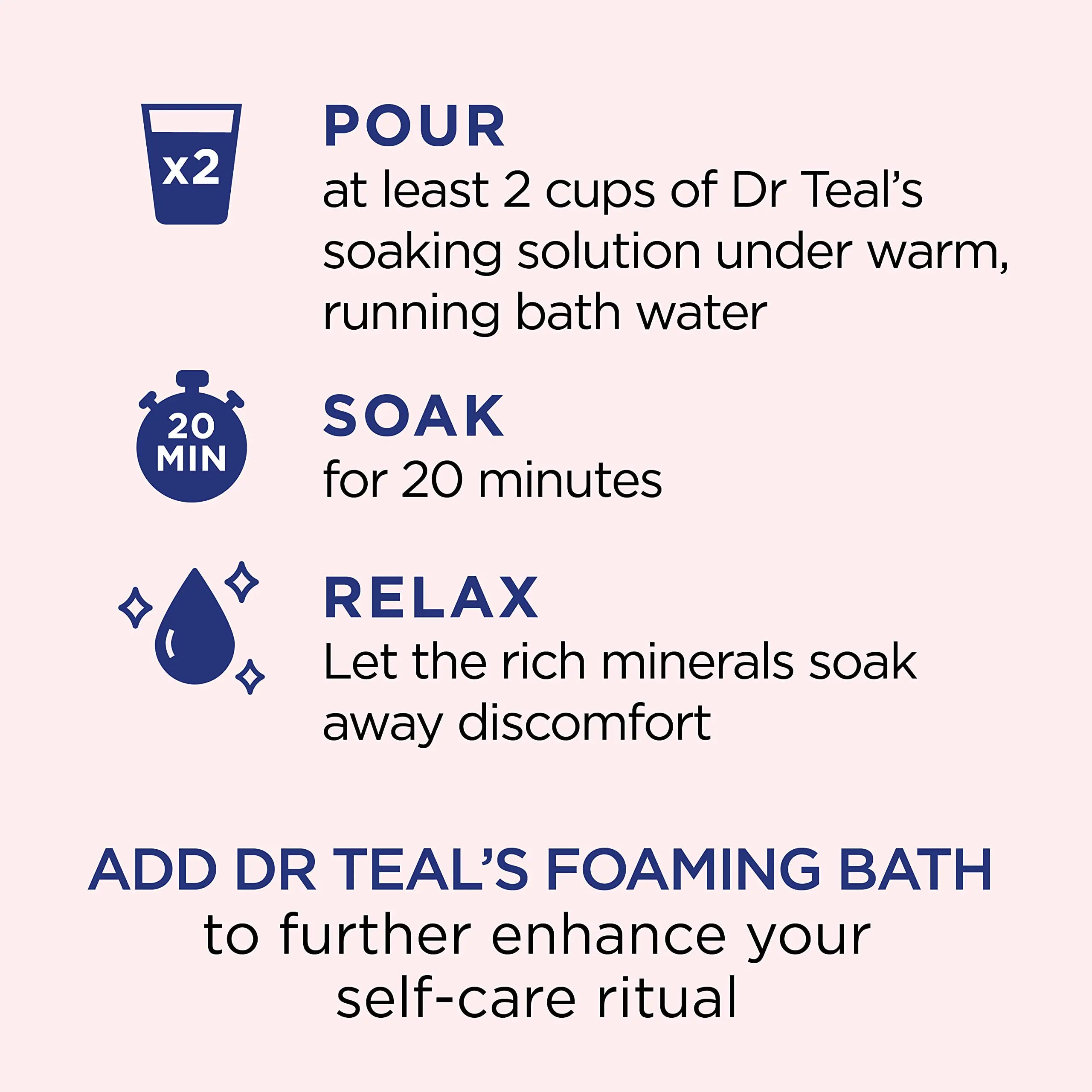 Bain de sel du Dr Teal avec du sel d'Epsom pur, restaure et reconstitue avec du minéral rose de l'Himalaya, 3 lb