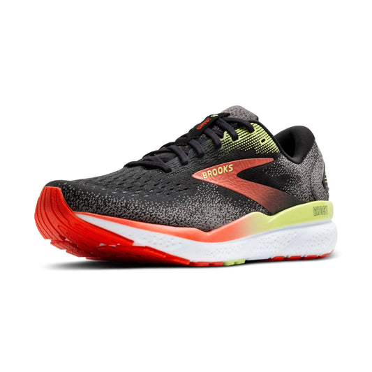 Brooks Men’s Ghost 16 Neutral Running Shoe 10.5 Black/Mandarin Red/Green - Vivareflex Online