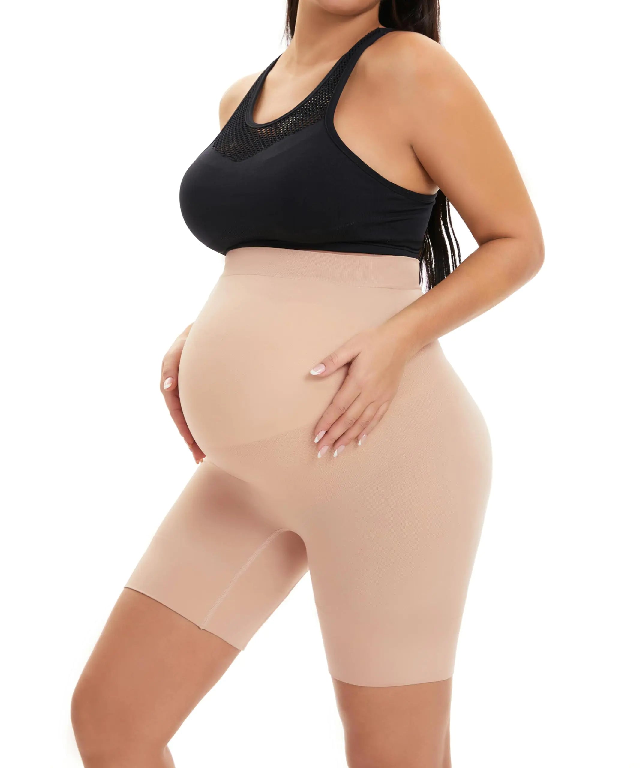 Seamless Maternity Shapewear, Prevent Thigh Chaffing, Belly Support, S-5XL Nude 5X-Large