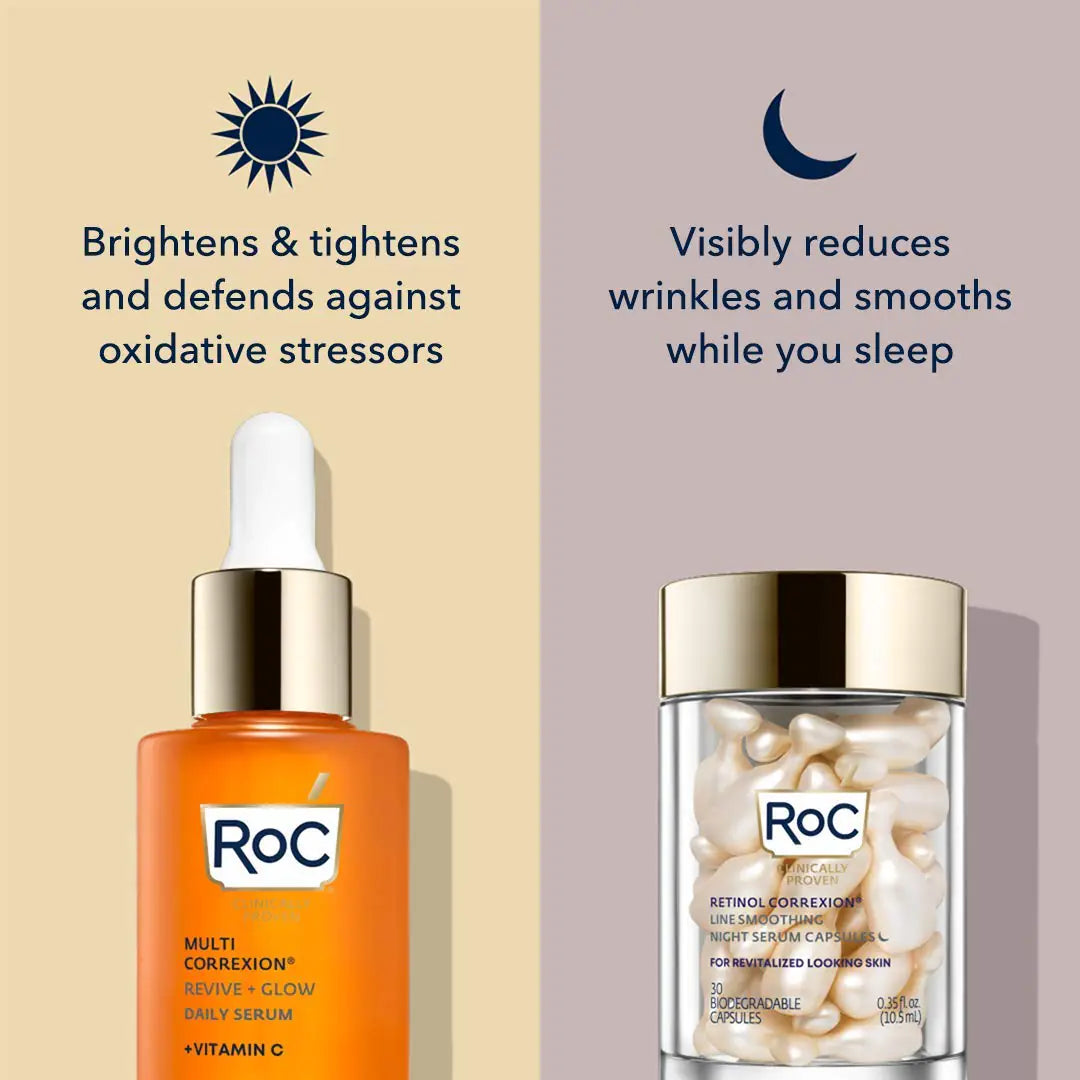 RoC Multi Correxion Revive + Glow 10% Active Vitamin C Serum – Anti-Aging & Brightening Treatment - Vivareflex Online