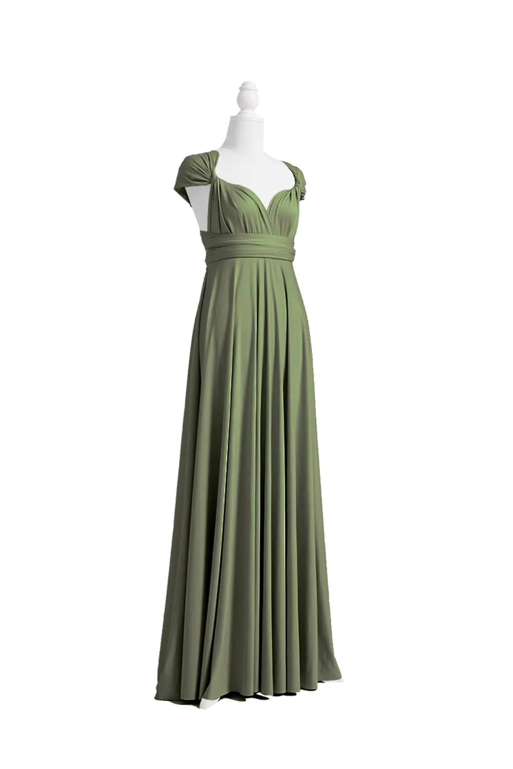 Vestido Infinity de 72 estilos con bandeau, vestido de dama de honor convertible, largo, talla grande, vestido multiusos, vestido cruzado con giro, talla única, verde oliva 