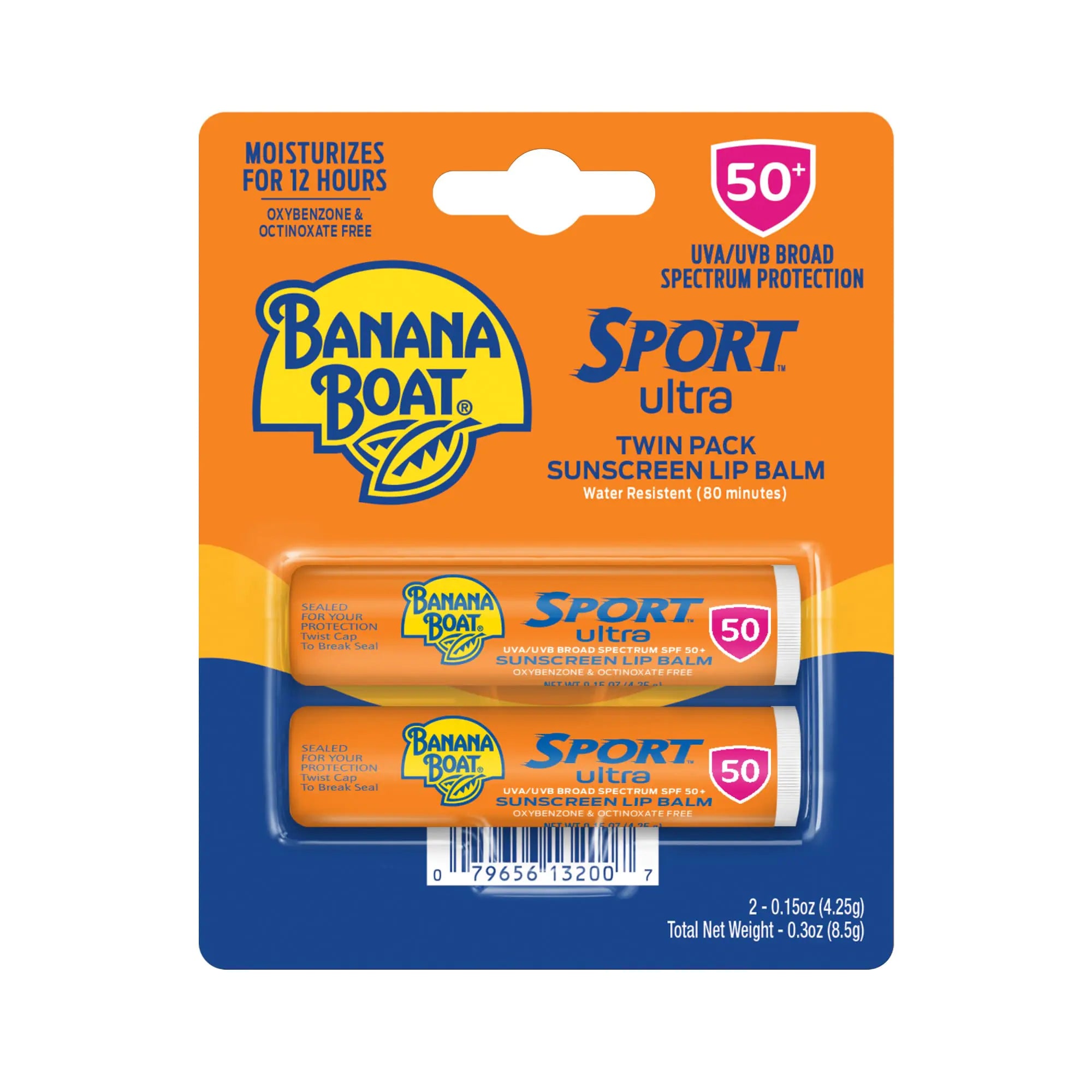 Bálsamo labial Banana Boat SPF#50+ Sport Ultra, paquete doble, 0,15 onzas, SPF 50+ 