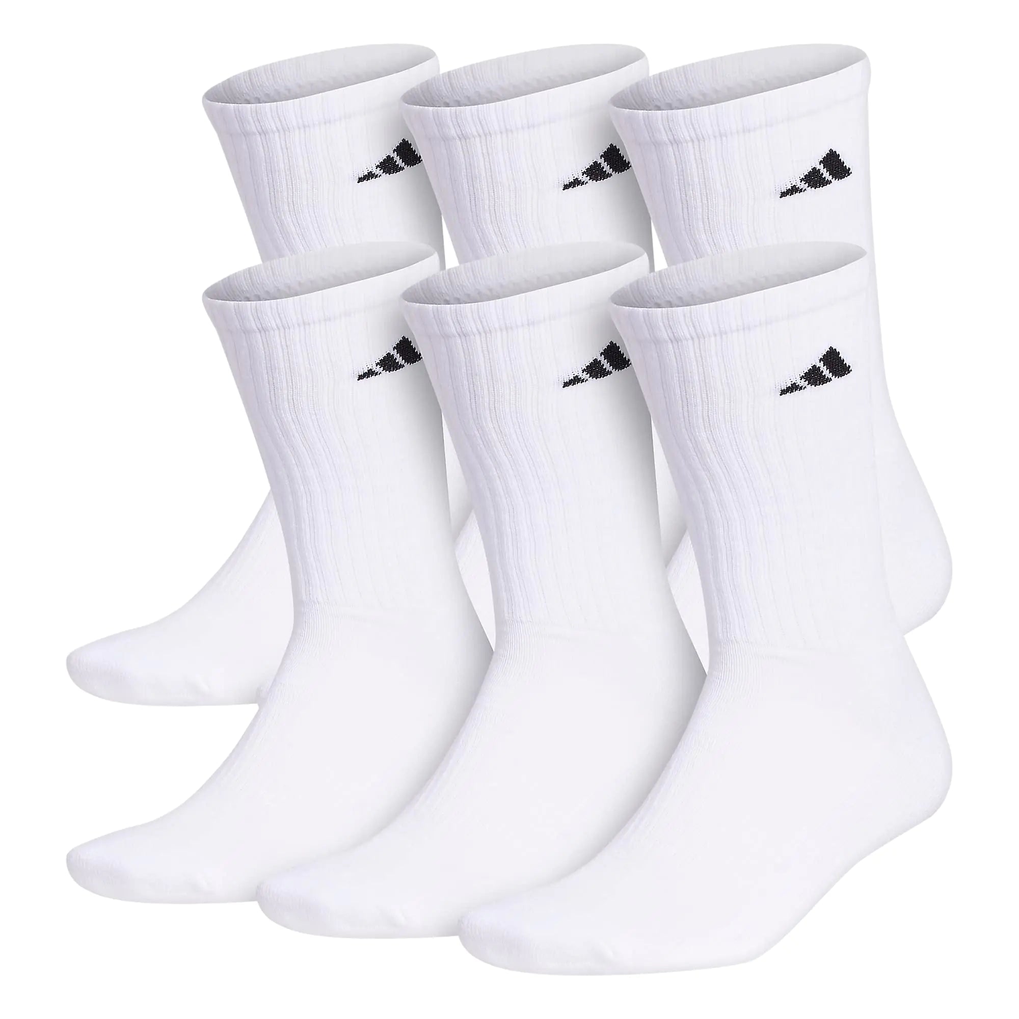 adidas Men's Athletic Cushioned Crew Socks with Arch Compression for a Secure Fit (6-Pair) Large White/Wonder Beige/Alumina Beige