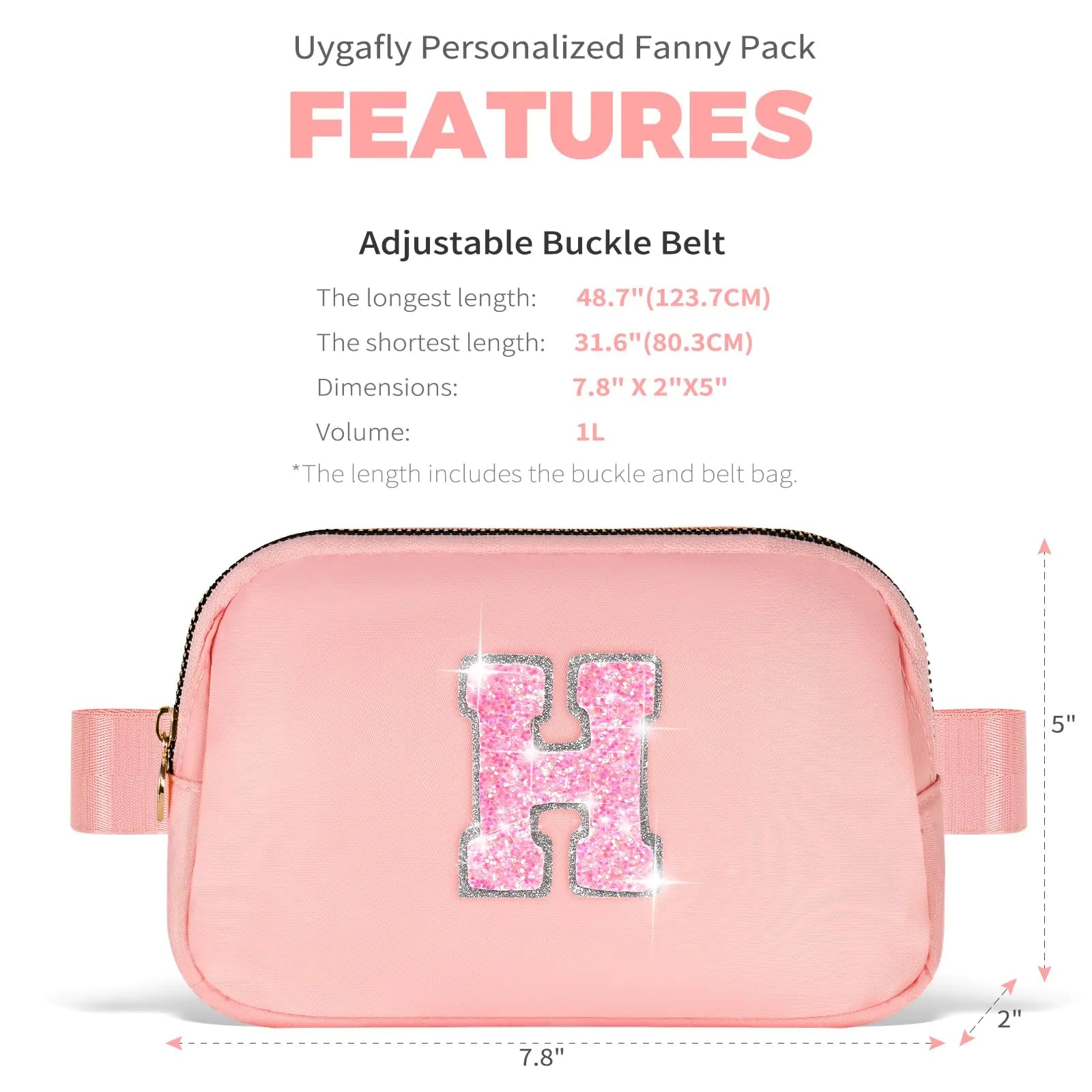 Trendy Monogrammed Crossbody & Waist Bag – Peach, Initial H - Vivareflex Online