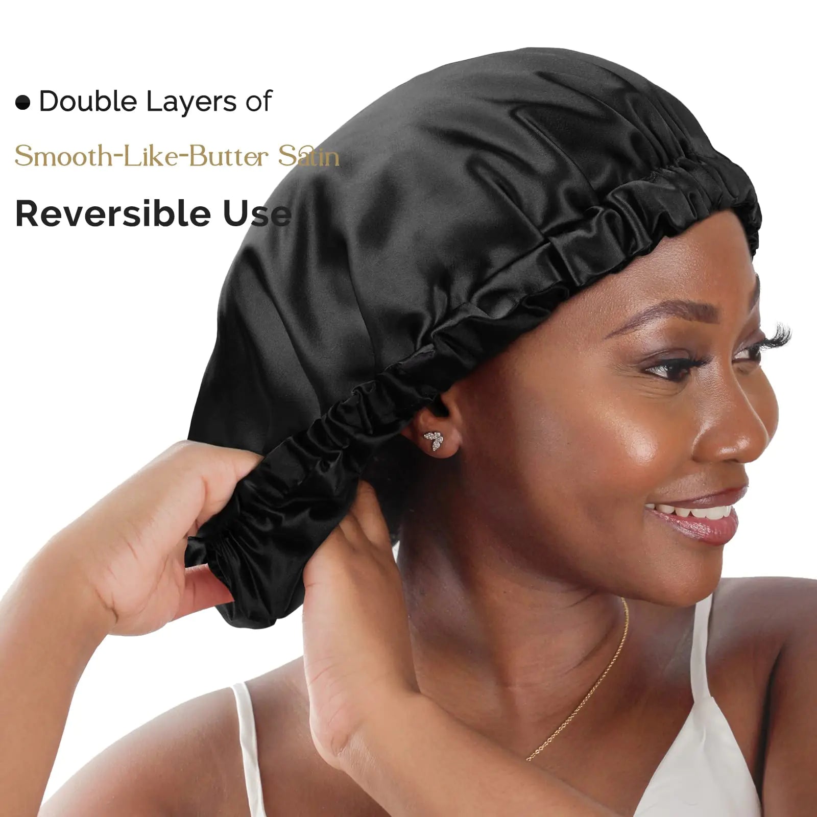 YANIBEST Bonnet en Satin Bonnet en Soie Bonnet Réglable pour Cheveux pour Dormir Bonnets pour Cheveux pour Femmes Cheveux Naturels Bouclés Taille Unique Marron