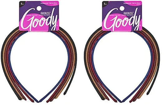 GOODY Ouchless Classic Headband - 5 Count, Assorted Colors - For All Hair Types - Beautiful Design for Instant Style - Pain-Free Hair Accessories