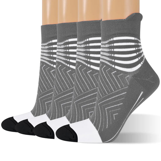 Chaussettes de compression pour cheville IRAMY pour femmes - Coolmax absorbantes, coussinées, athlétiques, soulagement de la fasciite plantaire, 2/3/6 paires, gris moyen (2 paquets)