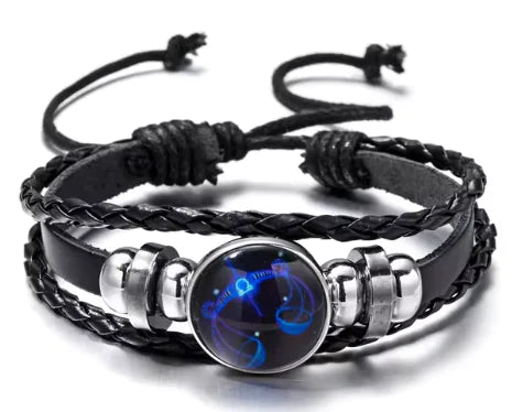 Luminous Zodiac Constellation Braided Couples Leather Bracelet for Men Vivareflex Online