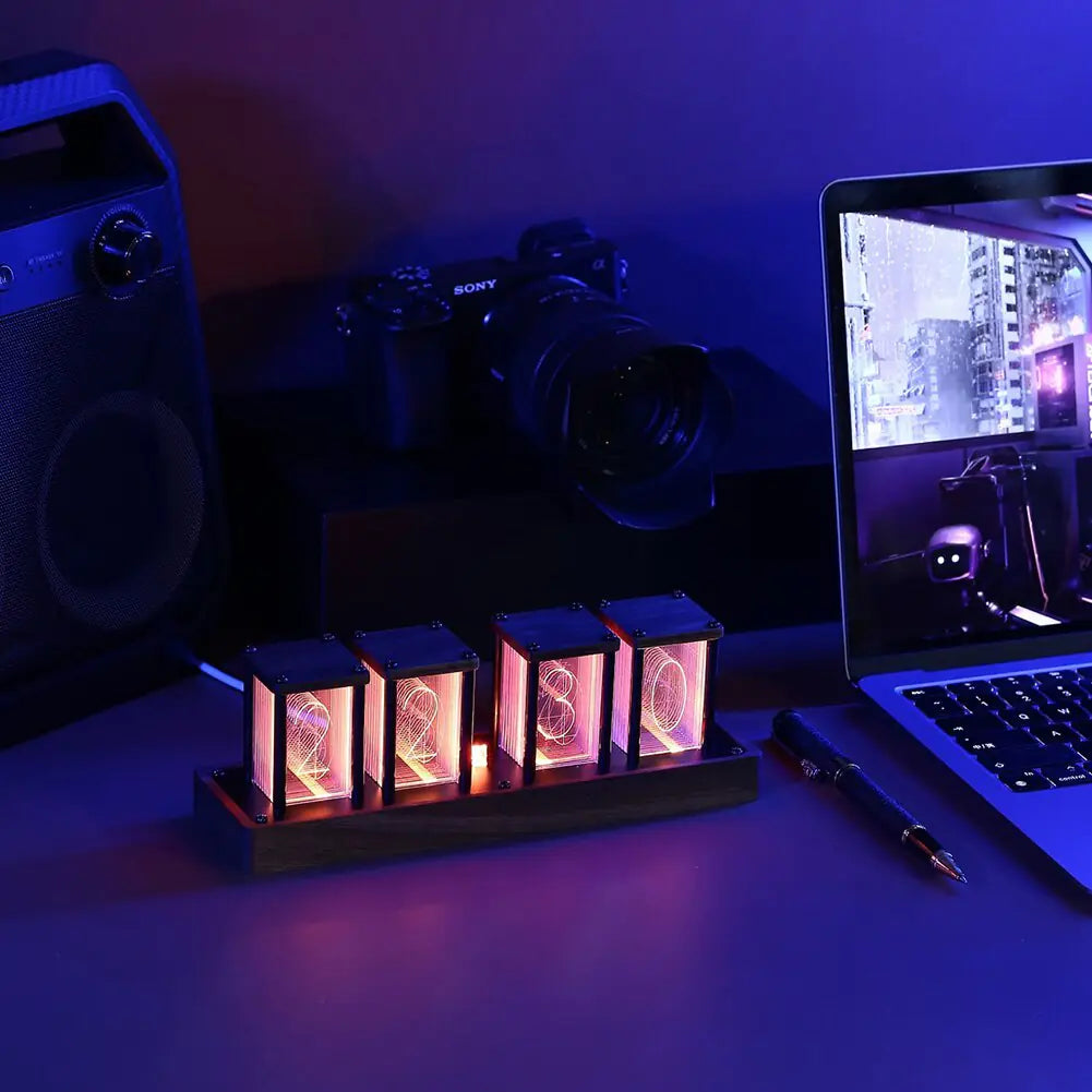 WiFi RGB Nixie Glow Tube Clock LED Digital Table Ornament - Vivareflex Online