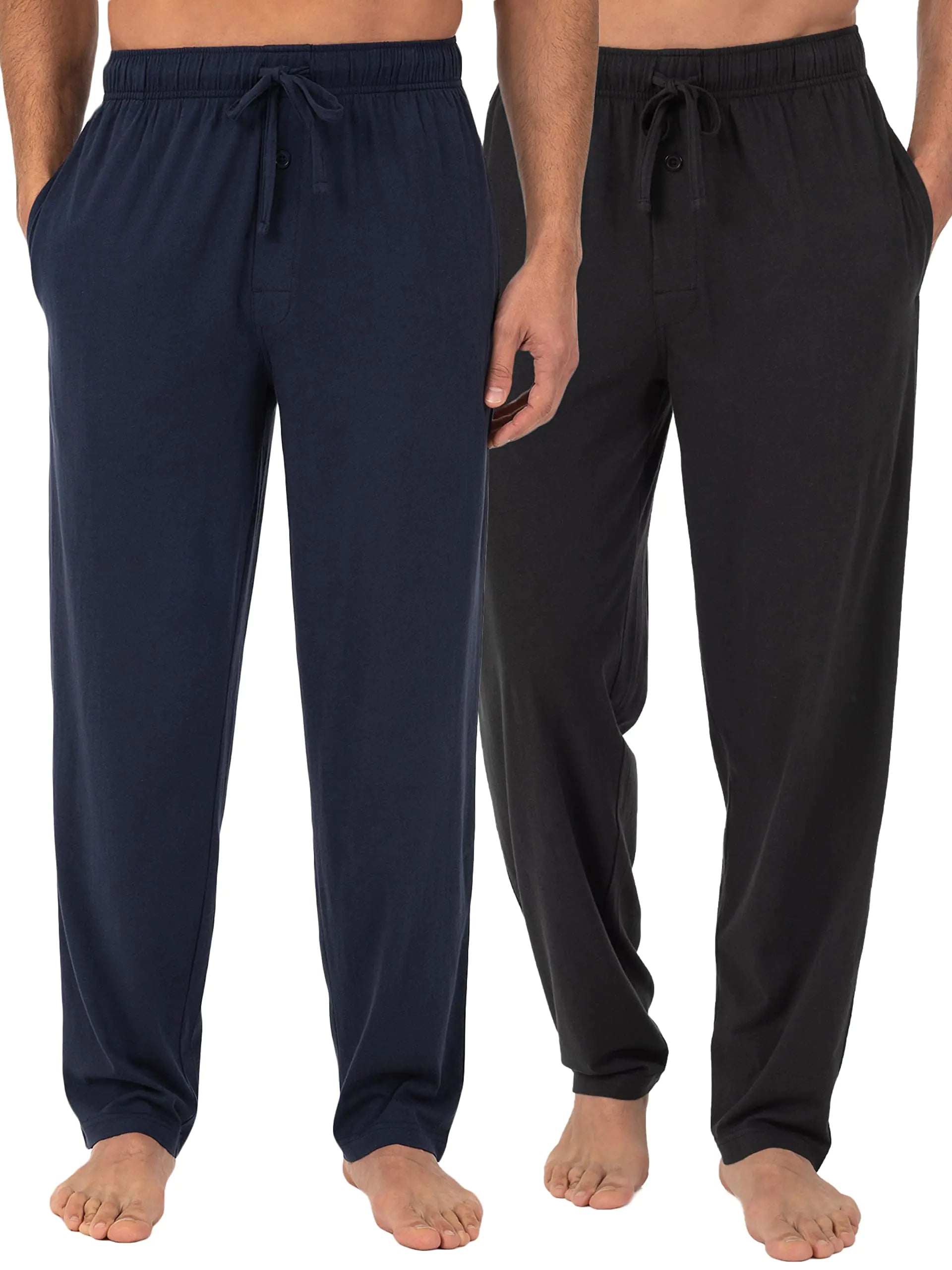 Pantalón de pijama de punto de jersey para dormir de tallas grandes para hombre de Fruit of the Loom (paquetes de 1 y 2) 5X Negro/Azul marino (paquete de 2) 