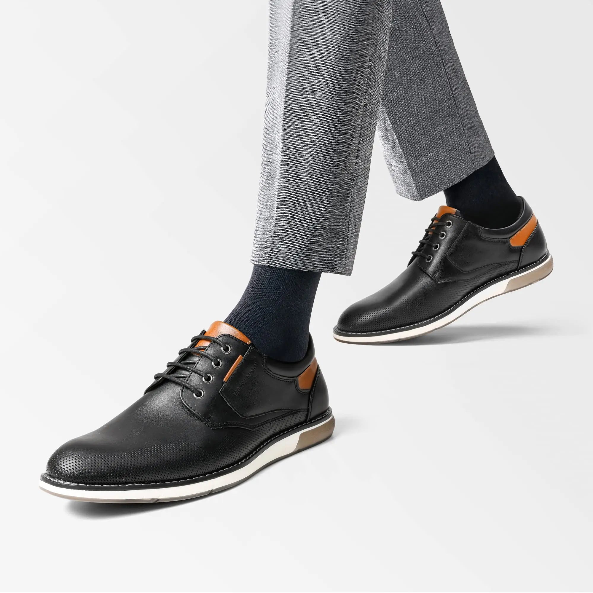 Chaussures Oxford décontractées pour hommes Bruno Marc Baskets Derby formelles d'affaires 10 larges noires