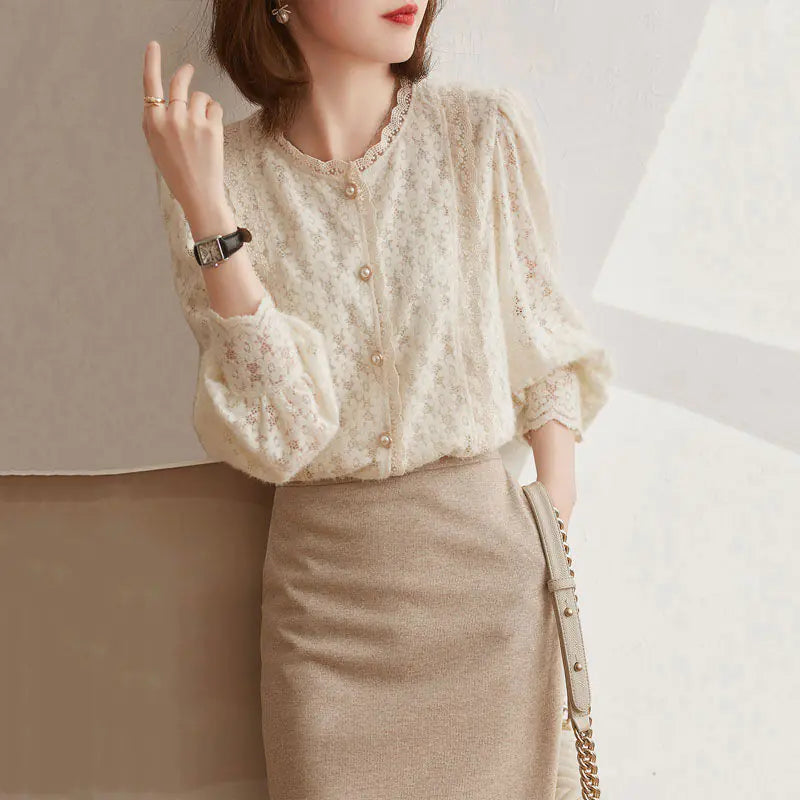 Elegant Pearl Lace Blouses Vivareflex Online