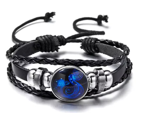 Luminous Zodiac Constellation Braided Couples Leather Bracelet for Men Vivareflex Online