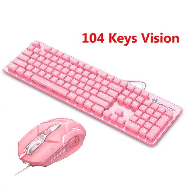 Cute Pink Wired Keyboard and Mouse Set - Vivareflex Online