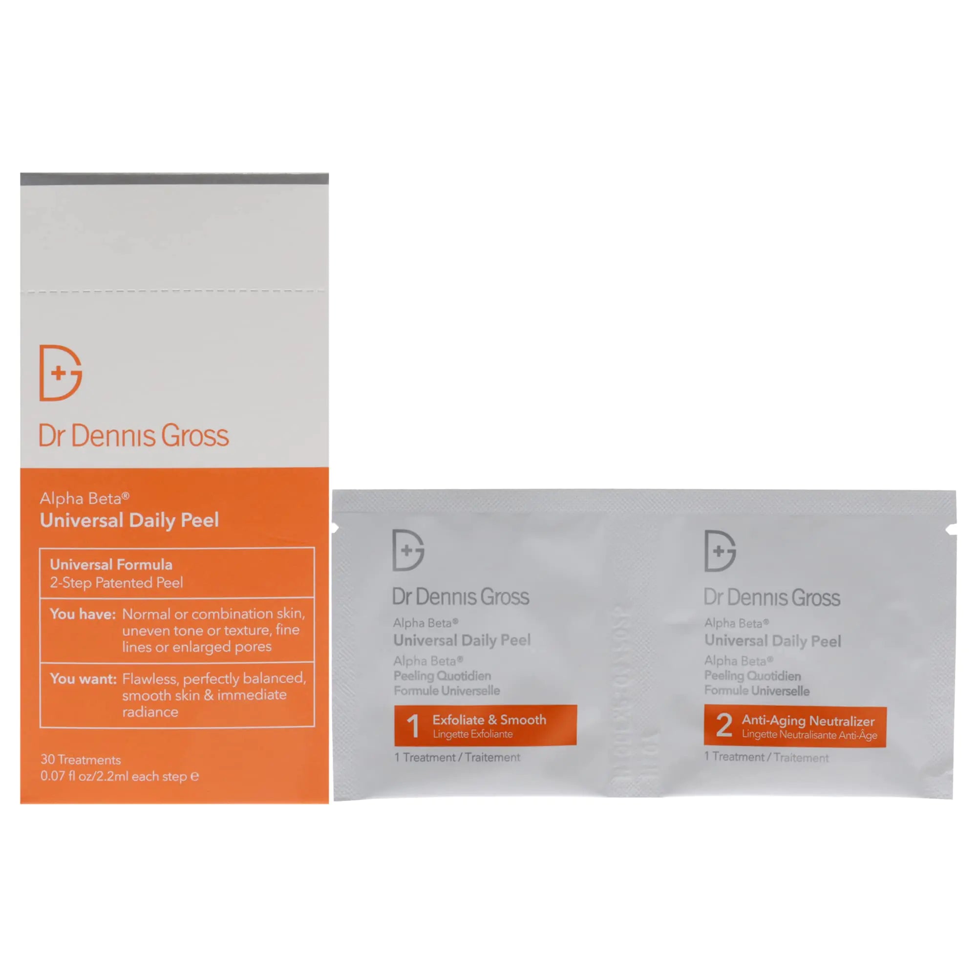 Tratamiento de peeling diario universal Alpha Beta del Dr. Dennis Gross, unisex, 30 oz, 1 onza (paquete de 30) 