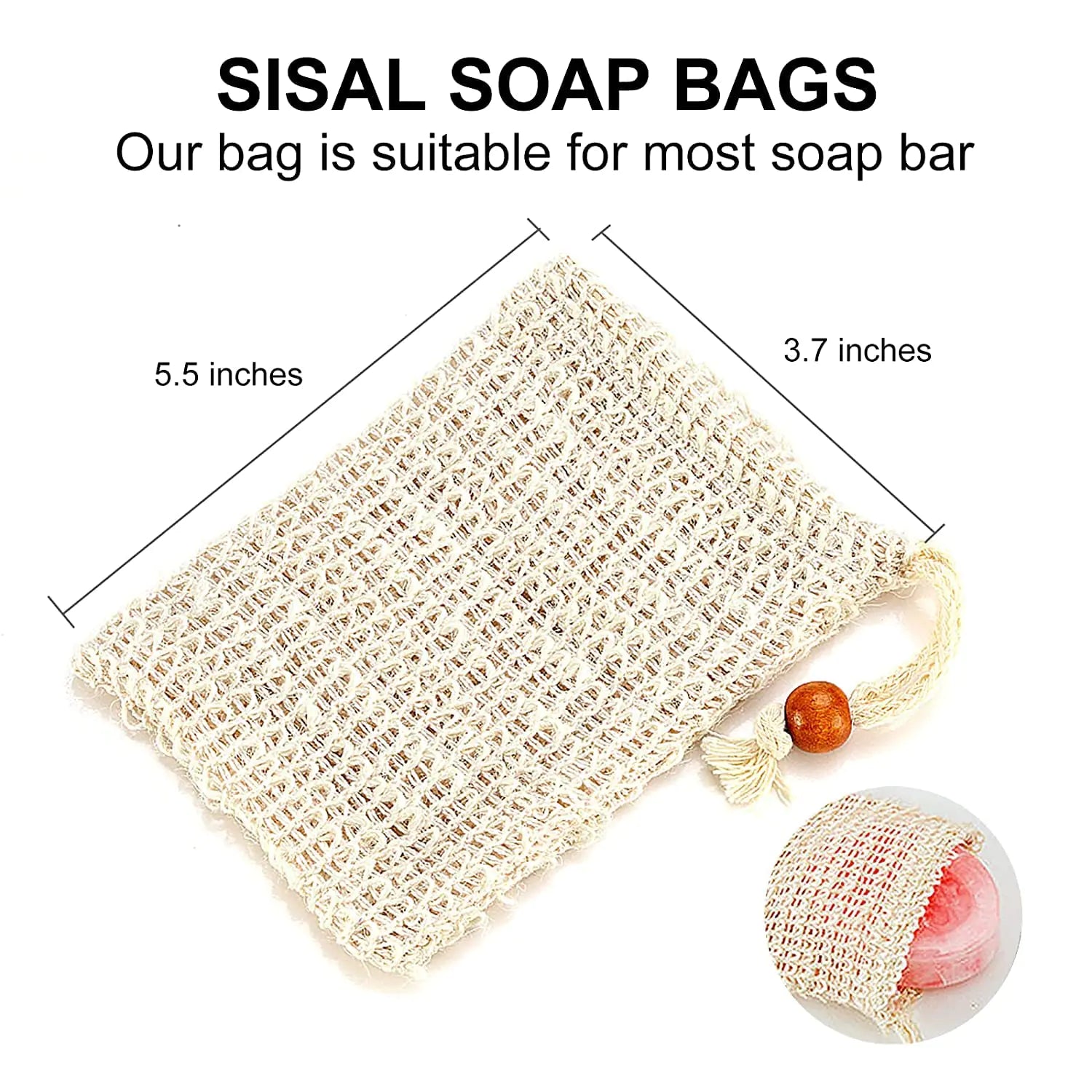 8 Pack Soap Bag Natural Sisal Soap Saver Bag - Vivareflex Online