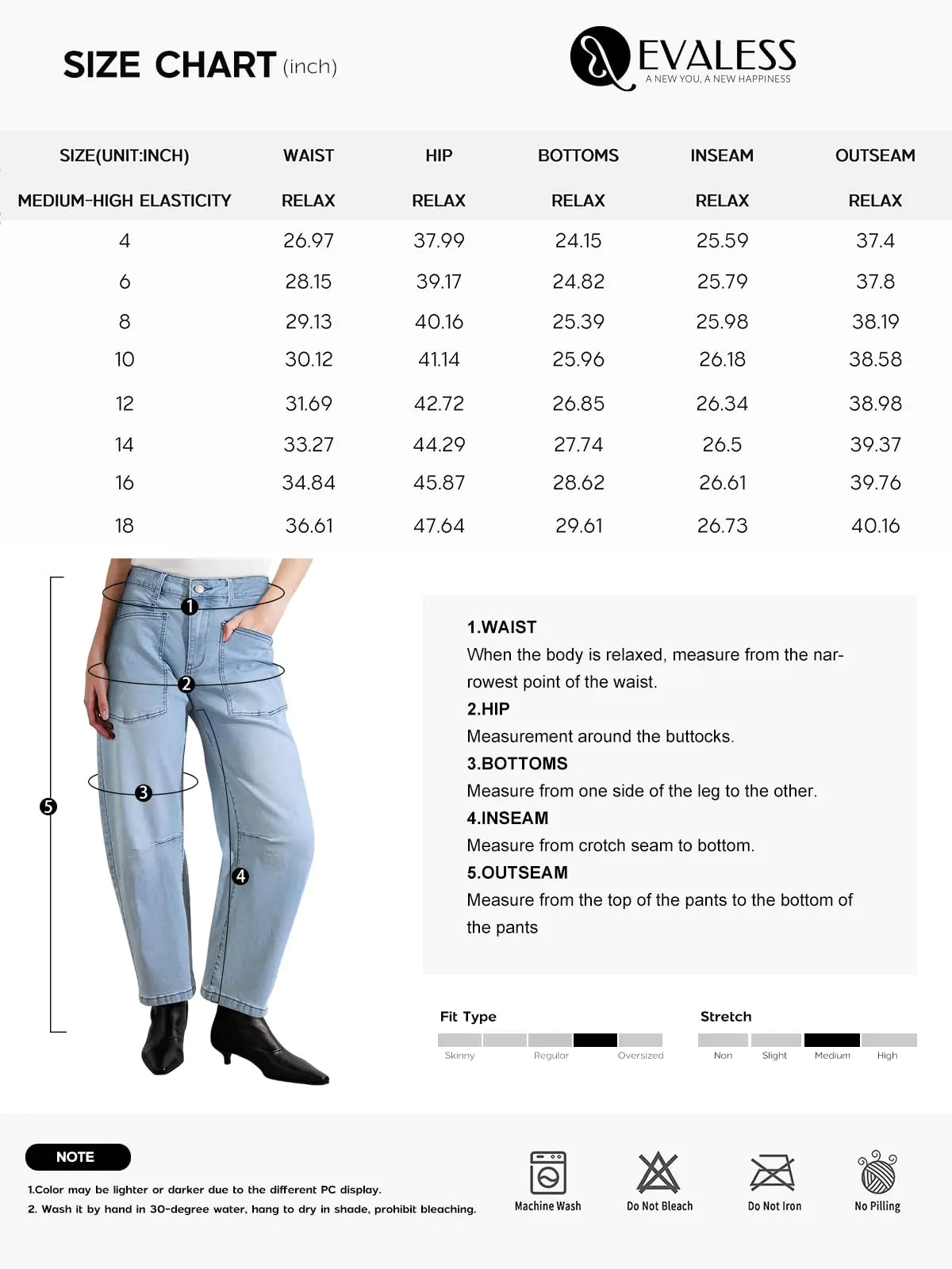 EVALESS Womens Baggy Barrel Jeans High Waisted Wide Leg Boyfriend Denim Ankle Pants Ashleigh Blue 14 - Vivareflex Online