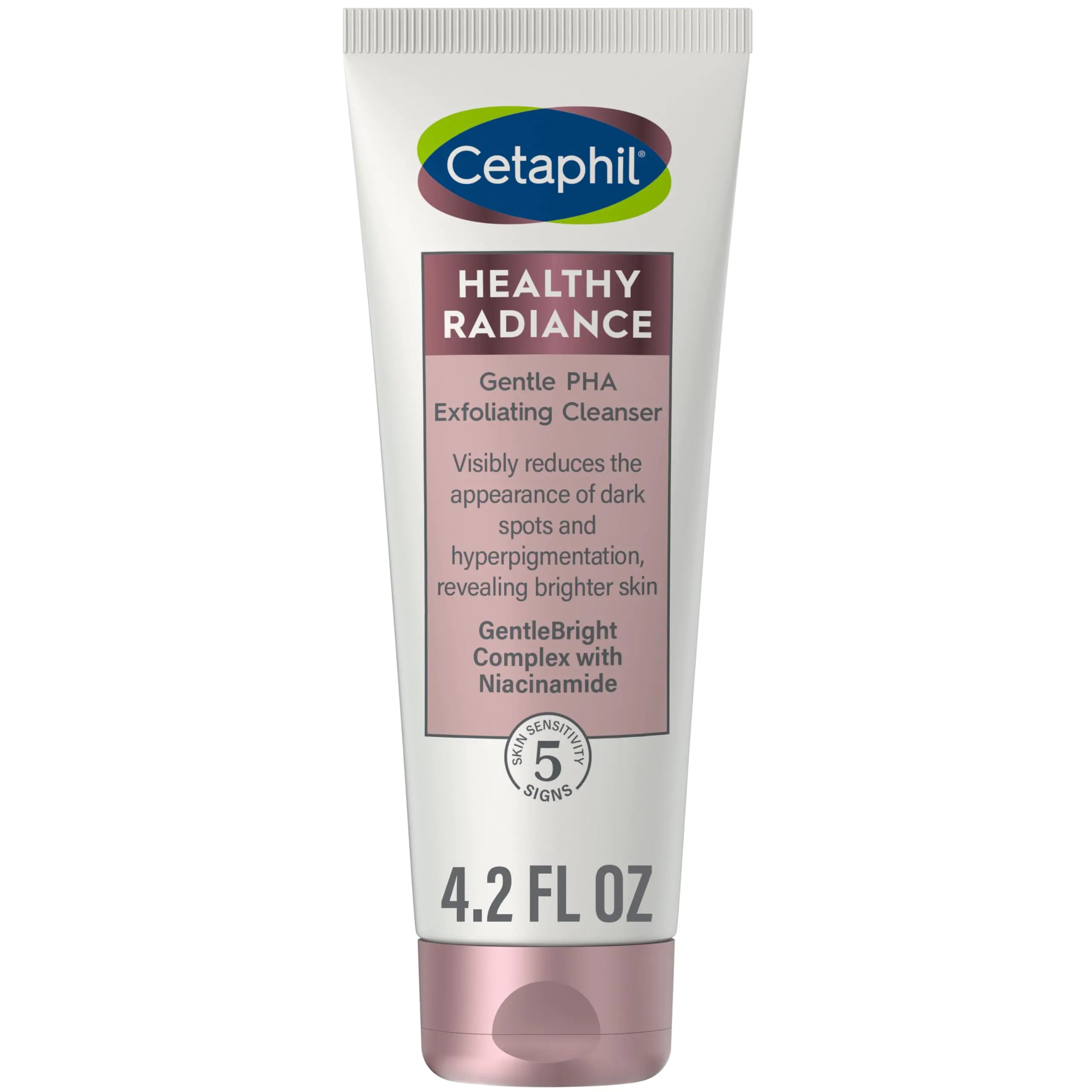 Nettoyant visage Cetaphil, nettoyant exfoliant doux Healthy Radiance, réduit visiblement l'apparence des taches brunes et de l'hyperpigmentation, conçu pour les peaux sensibles, hypoallergénique, sans parfum, 4,2 oz non parfumé 4,2 Fl Oz (paquet de 1)