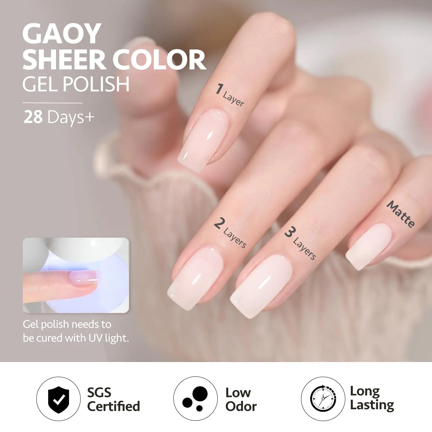 Esmalte de uñas en gel GAOY Jelly, esmalte en gel translúcido blanco transparente de 16 ml, secado con luz ultravioleta para manicura casera, 1439 blanco cremoso 