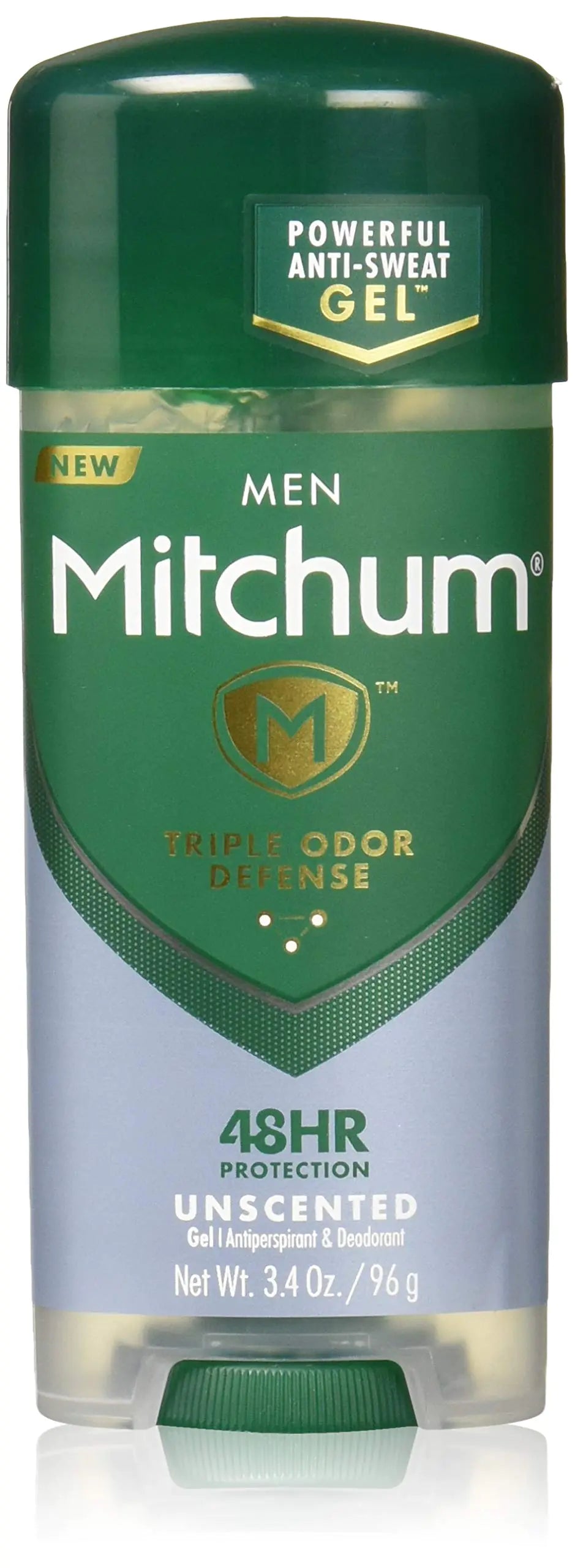 Desodorante antitranspirante en barra Mitchum para hombres, gel de triple protección contra los olores, 48 ​​horas de protección, probado por dermatólogos, sin alcohol, sin fragancia, 3,4 oz, verde 3,4 onzas (paquete de 1) 