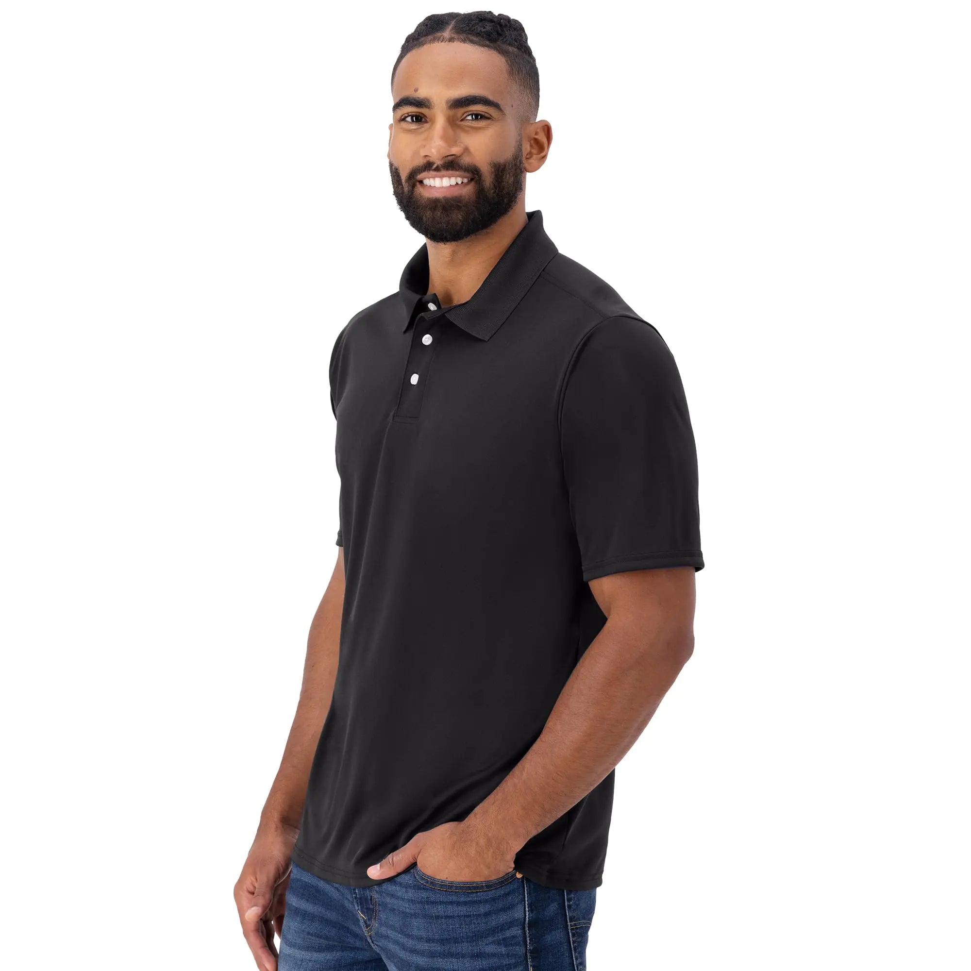 Hanes Mens Cool Dri Polo Shirt, Quick-Drying Performance Polo For Men, 40+ Upf Protection 3X-Large Black