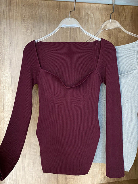 Pull tricoté à manches longues pour femme