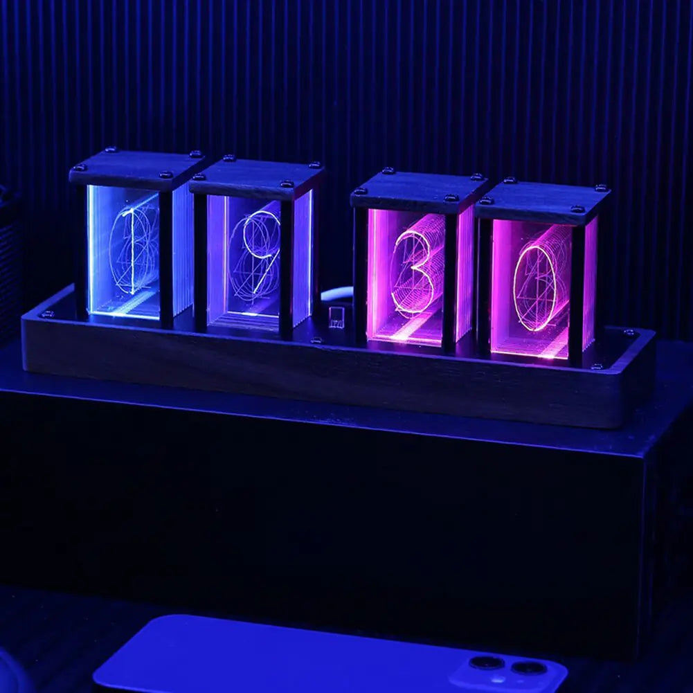 WiFi RGB Nixie Glow Tube Clock LED Digital Table Ornament - Vivareflex Online