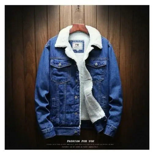 Men Light Blue Winter Jean Jackets Outerwear Warm Denim Coats New Men Vivareflex Online