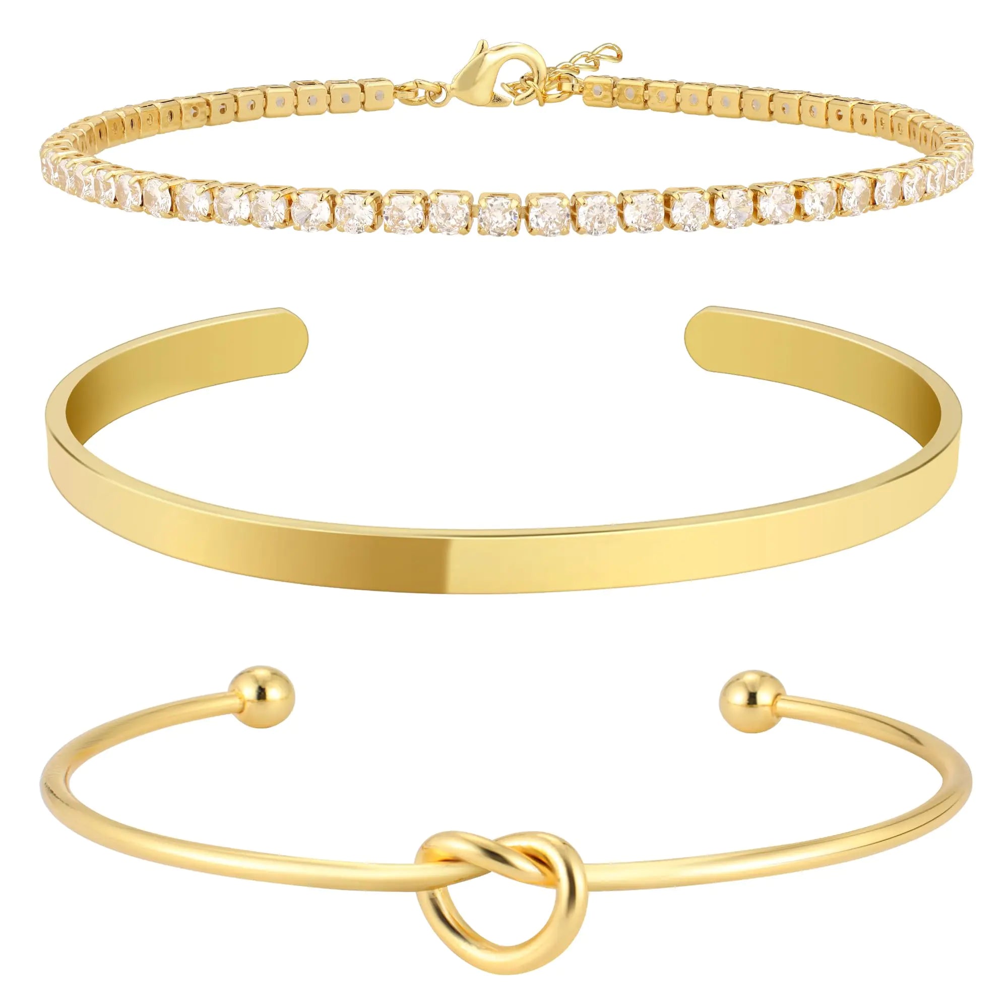 14K Gold Plated Bangle Cuff Bracelet Set for Women Bracelet Stack - Vivareflex Online