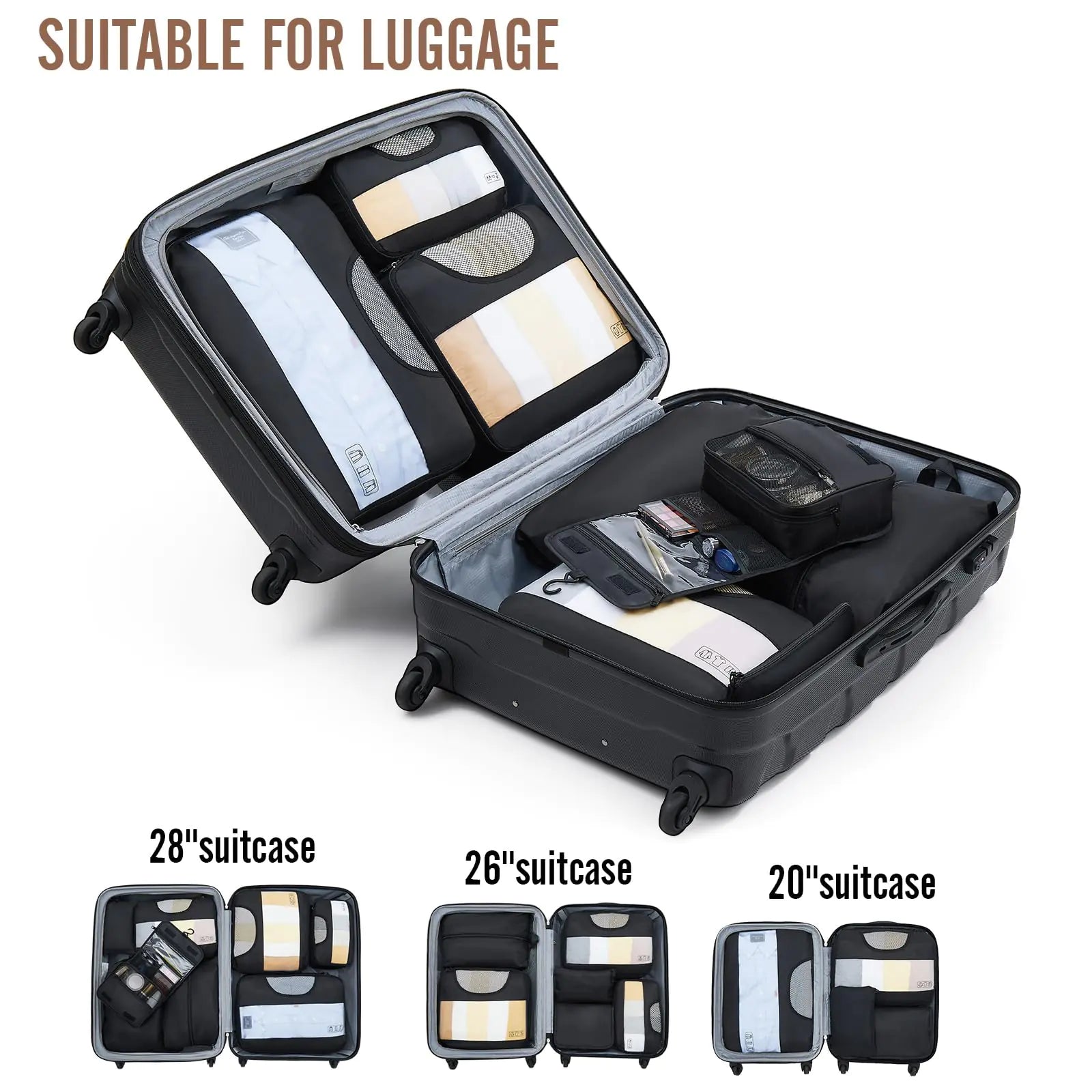 Veken 8-Piece Packing Cubes Set – Travel Bag Organizers for Suitcases & Carry-On Luggage - Vivareflex Online