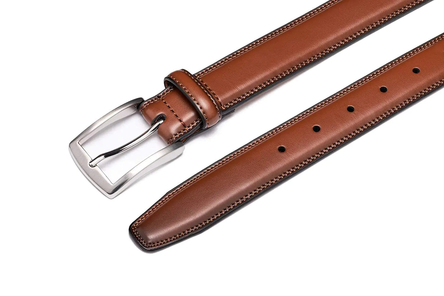 KM Legend Men's Leather Dress Belt-Classic & Fashion for Work Business and Casual 36 Essential Brown