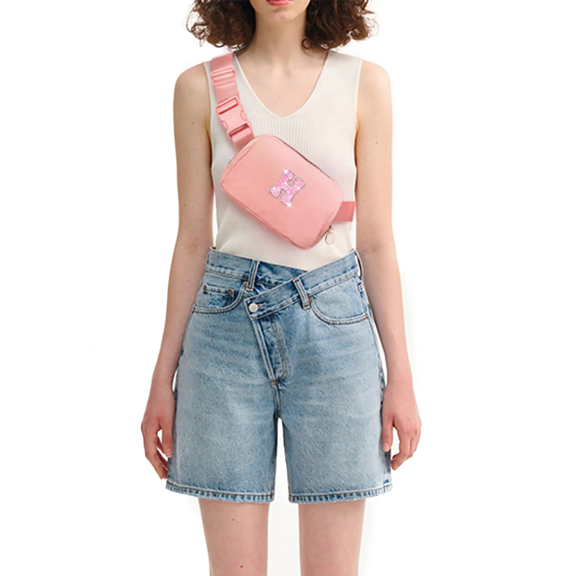 Trendy Monogrammed Crossbody & Waist Bag – Peach, Initial H - Vivareflex Online