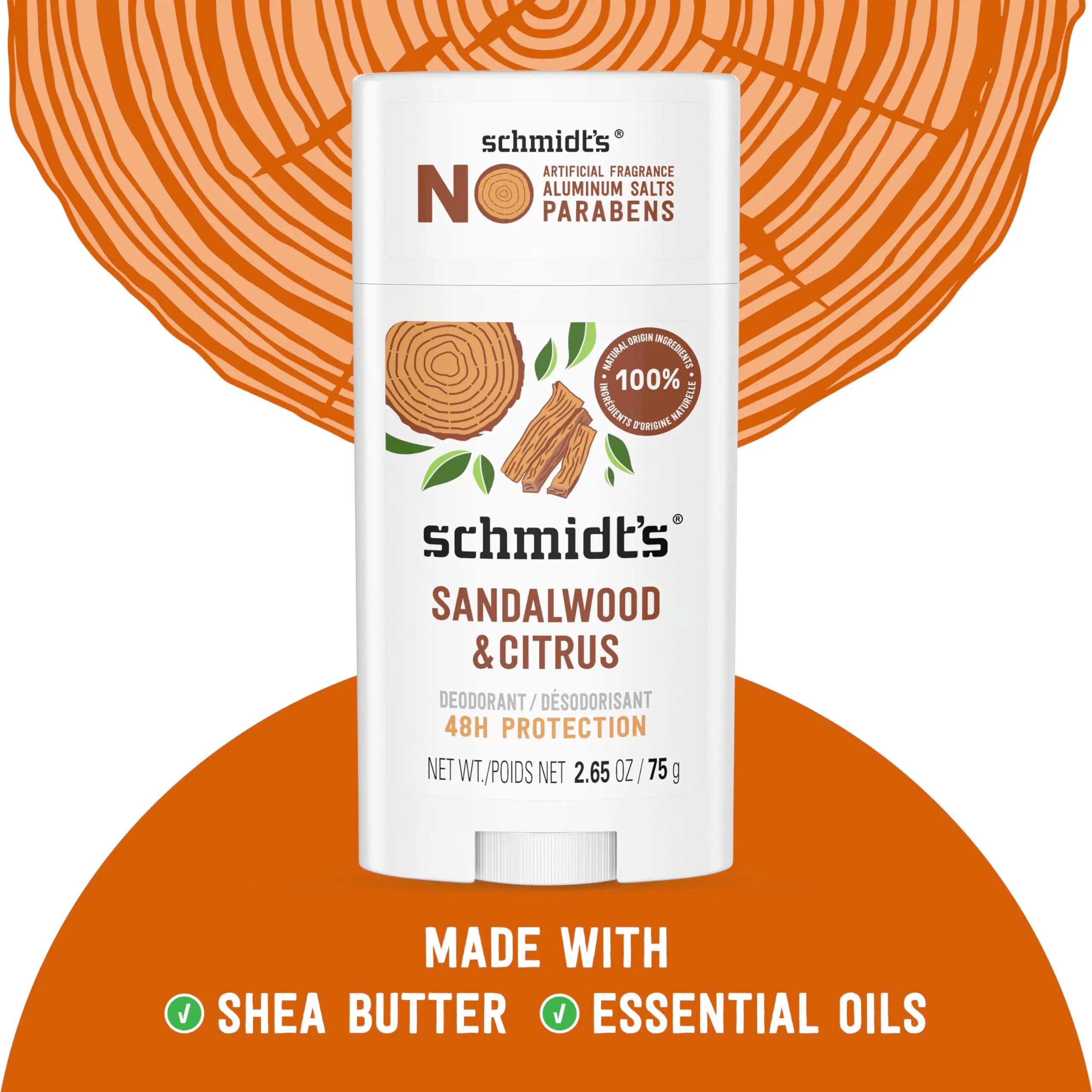 Schmidt's Aluminum-Free Vegan Deodorant - Sandalwood & Citrus (2 Count)