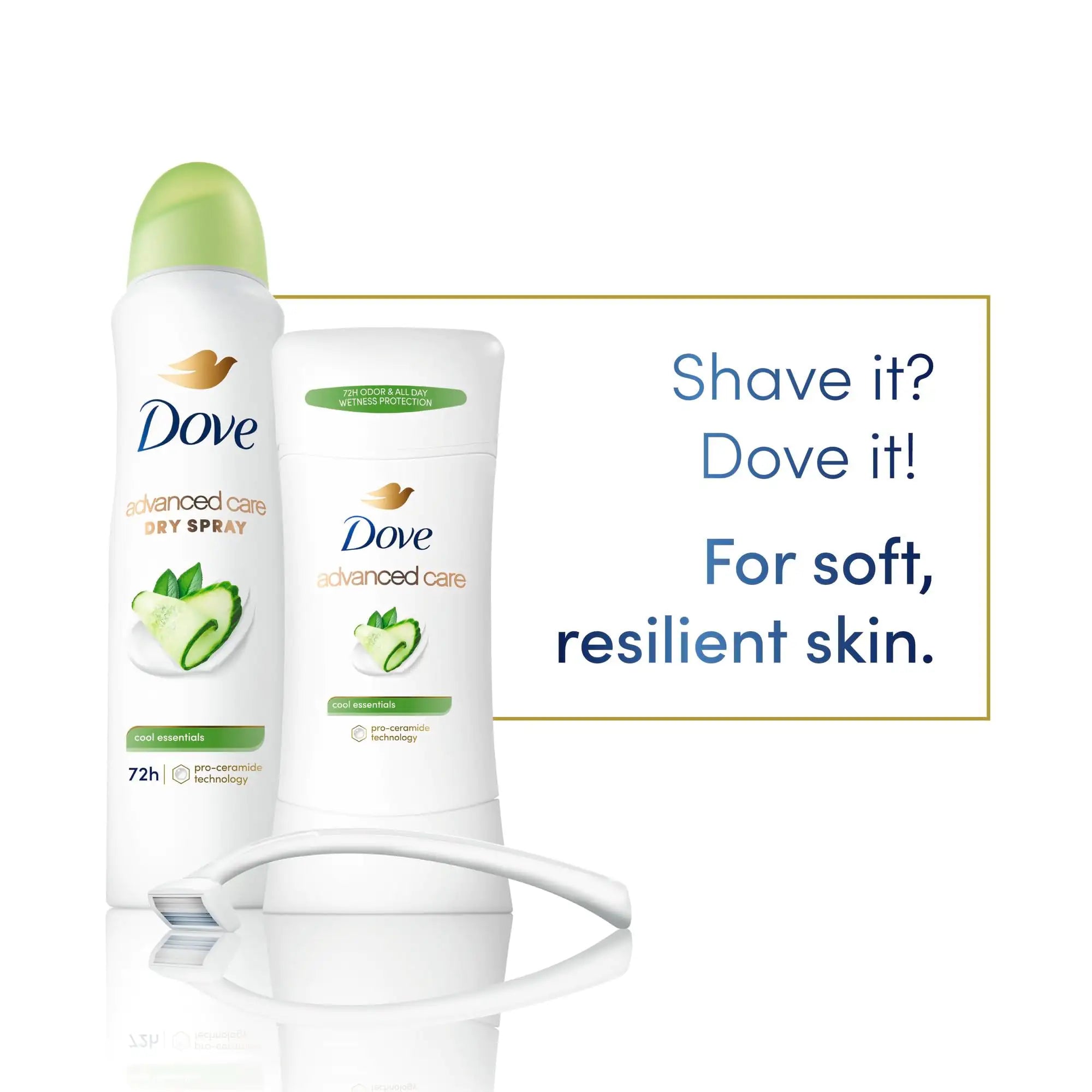 Dove Advanced Care Antiperspirant Deodorant Stick Cool Essentials (4-Pack) – 72-Hour Odor Control & Skin Barrier Care