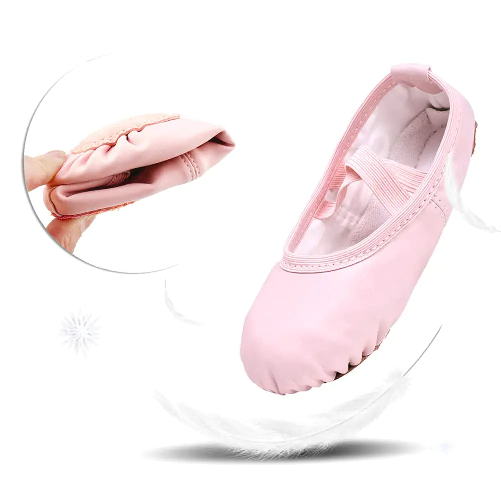 Zapatillas de ballet Stelle para niñas pequeñas, zapatillas de ballet de cuero suave para niños pequeños, niños pequeños y niños grandes, 9, color rosa 