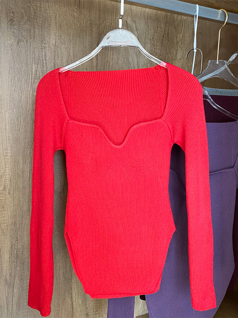 Pull tricoté à manches longues pour femme