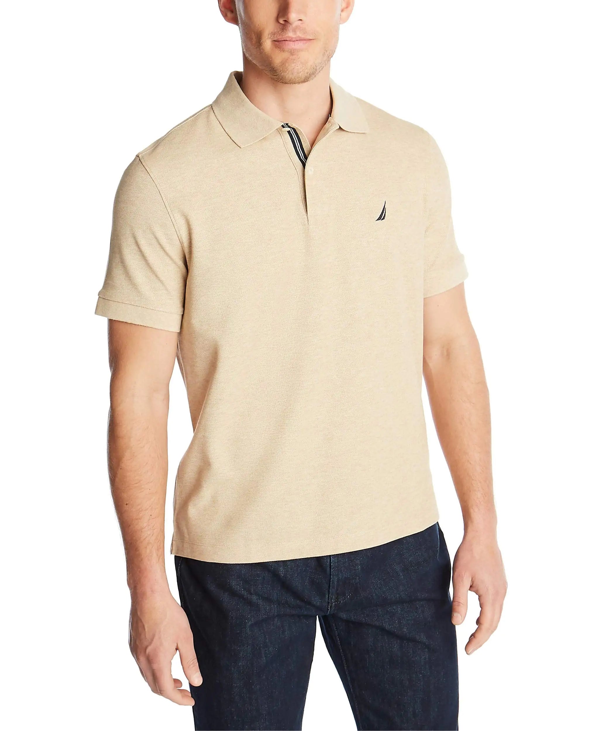 Chemise de pont unie Nautica pour homme, grande taille, couleur camel côtier chiné