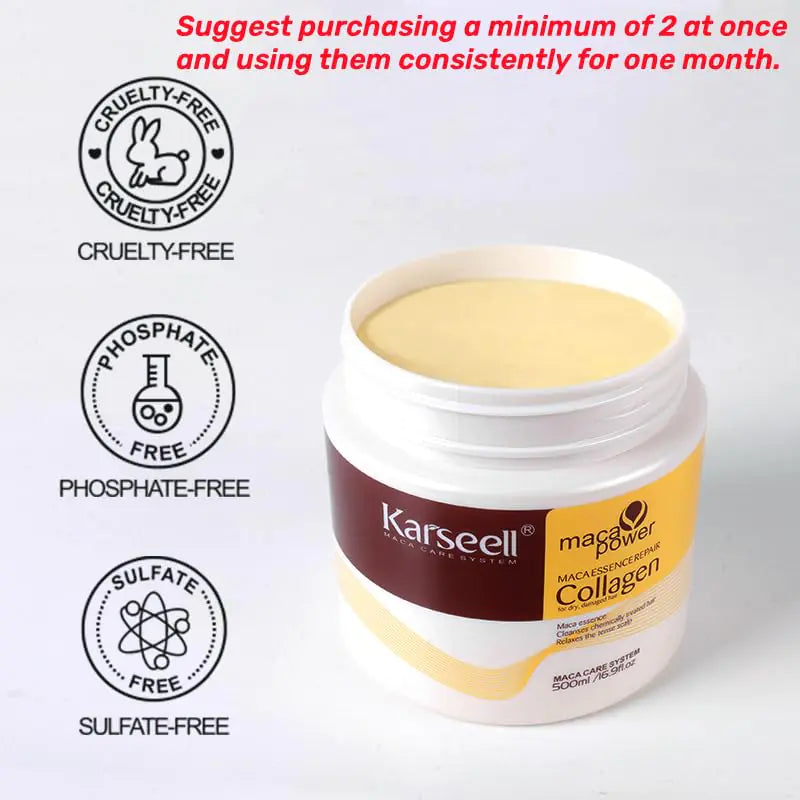 Karseell Collagen Hair Treatment – Deep Repair Conditioning Mask with Argan Oil for Dry, Damaged Hair - Vivareflex Online