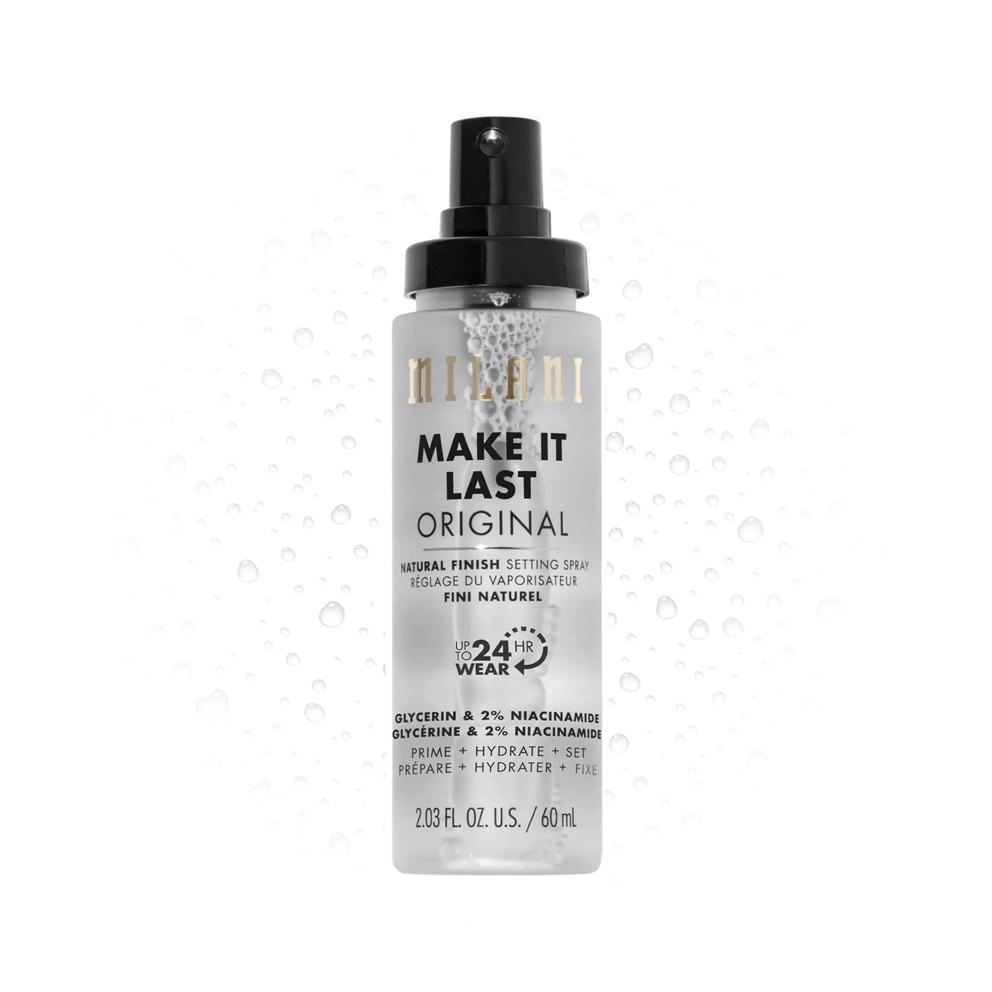 Milani Make It Last Original - Spray fijador de acabado natural Spray fijador y base 3 en 1: Prime + Correct + Set Spray y base de acabado de maquillaje - Spray y base de maquillaje de larga duración 2.03 Fl. Oz 